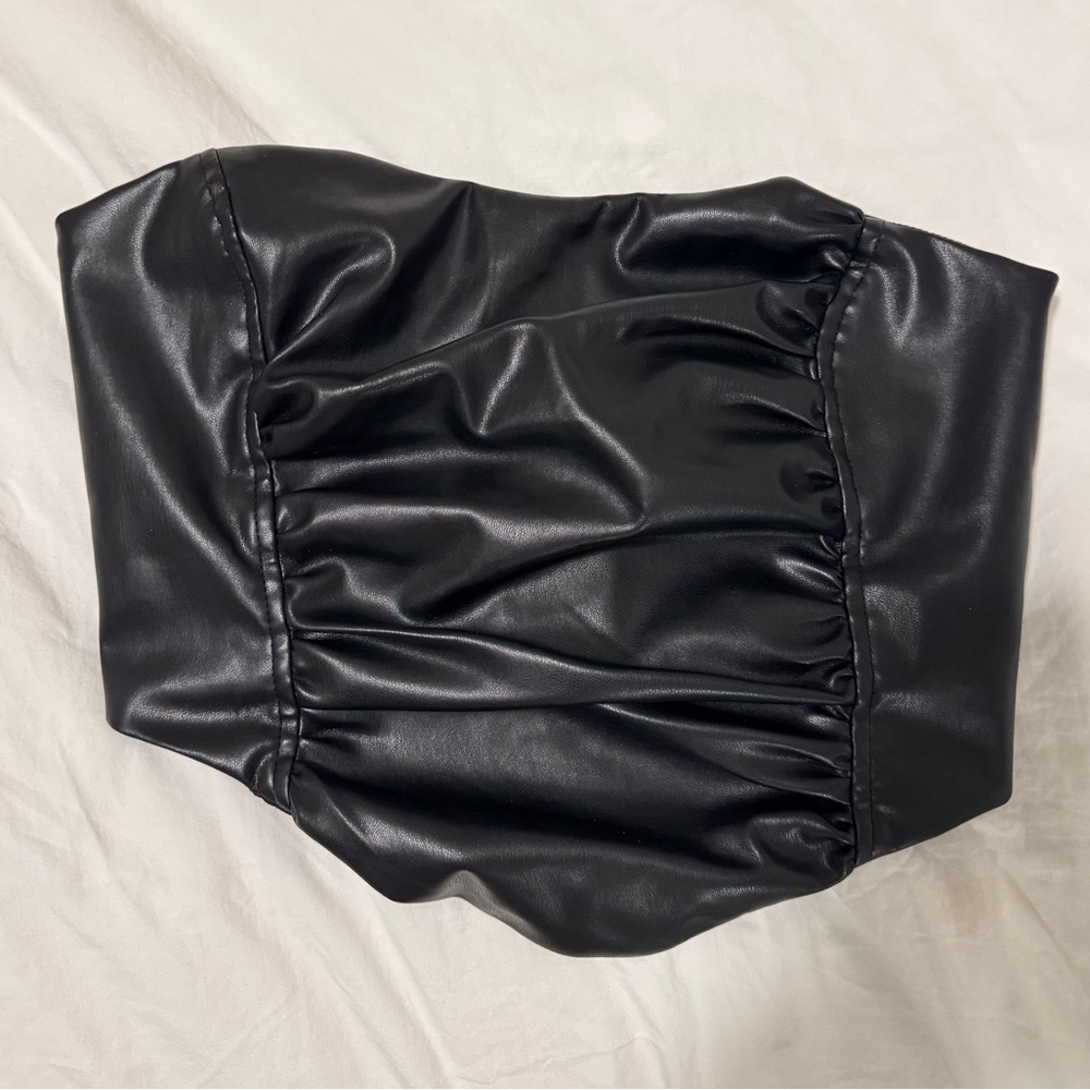 Black Faux Leather Corset Top